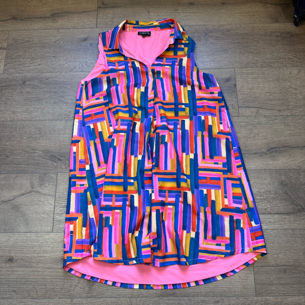 SSYS THE LABEL rectangle‎ multi color mini dress